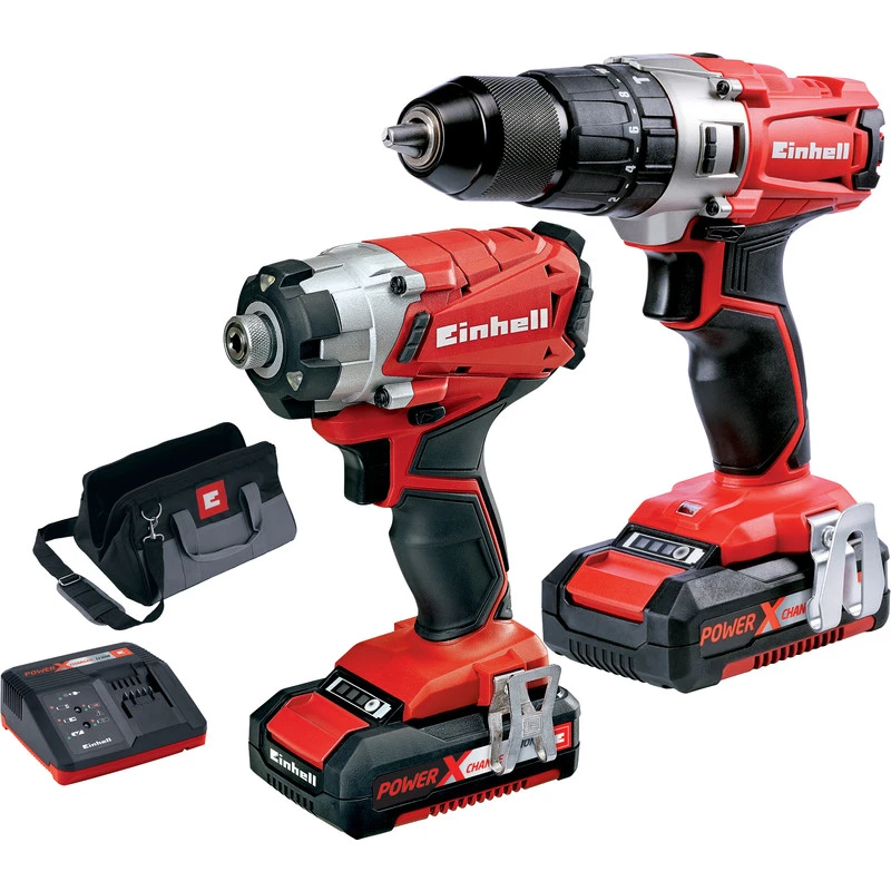 Pack Einhell Perceuse à Percussion Et Visseuse à Chocs Sans Fil 18V Li-ion 2Ah 1 Pack Einhell Perceuse à Percussion Et Visseuse à Chocs Sans Fil 18V Li-ion 2Ah