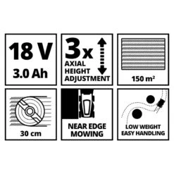 Tondeuse Sans Fil Einhell GE-CM 18/30 Li 18V Li-ion 3,0Ah -Outils Pour La Maison 11660 07