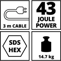 Marteau Piqueur SDS-Hex Einhell TC-DH 43 SDS - Hex 1600W -Outils Pour La Maison 11685 07