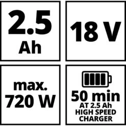Kit Chargeur + 1 Batterie Einhell Li-ion 18V 2,5Ah -Outils Pour La Maison 11781 04