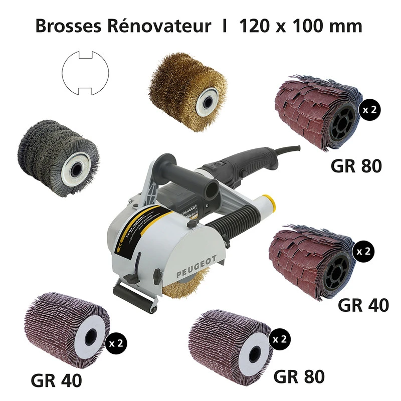 Rénovateur Peugeot EnergyBrush 1500 + Lot De 2 Brosses à Lanières Abrasives Offert 1500W 2 Rénovateur Peugeot EnergyBrush 1500 + Lot De 2 Brosses à Lanières Abrasives Offert 1500W – Image 2
