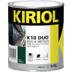 Peinture Bois & Métaux Satin K10 DUO Kiriol 0,75L Vert Mousse