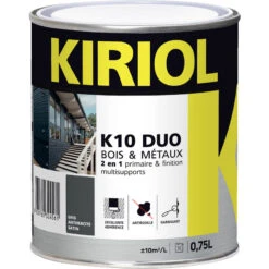Peinture Bois & Métaux Satin K10 DUO Kiriol 0,75L Gris Anthracite