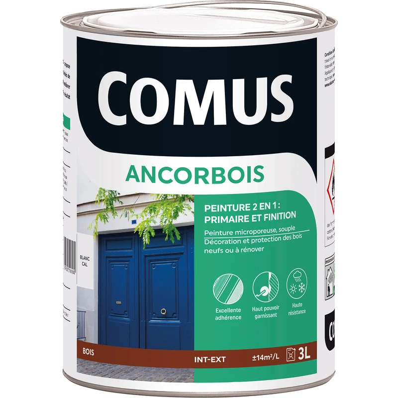Peinture Bois Satinée Ancorbois Comus 3L Blanc Cal 1 Peinture Bois Satinée Ancorbois Comus 3L Blanc Cal