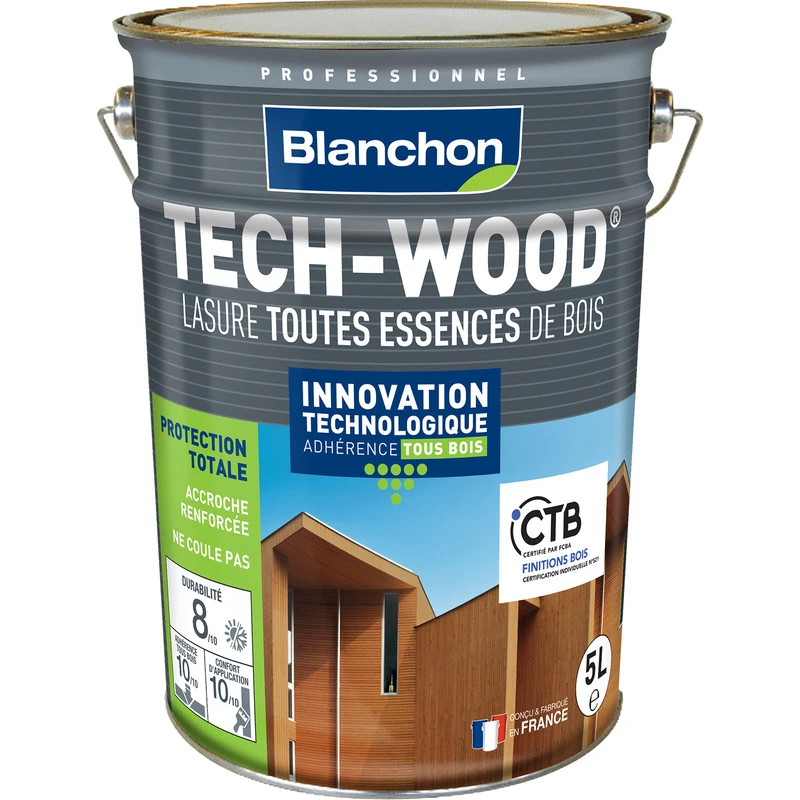 Lasure Tech-Wood® Blanchon Satinée 5L Chêne Clair 1 Lasure Tech-Wood® Blanchon Satinée 5L Chêne Clair