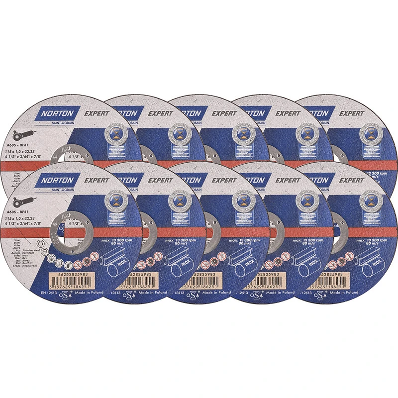 Lot De 10 Disques à Tronçonner Norton Expert Acier/inox Ø115x122,23x1mm 1 Lot De 10 Disques à Tronçonner Norton Expert Acier/inox Ø115x122,23x1mm