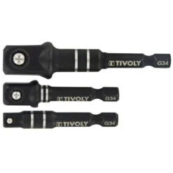 Adapteur à Douilles Hexa 6,35mm Impact Tivoly 3 Pcs -1/4",3/8",1/2"
