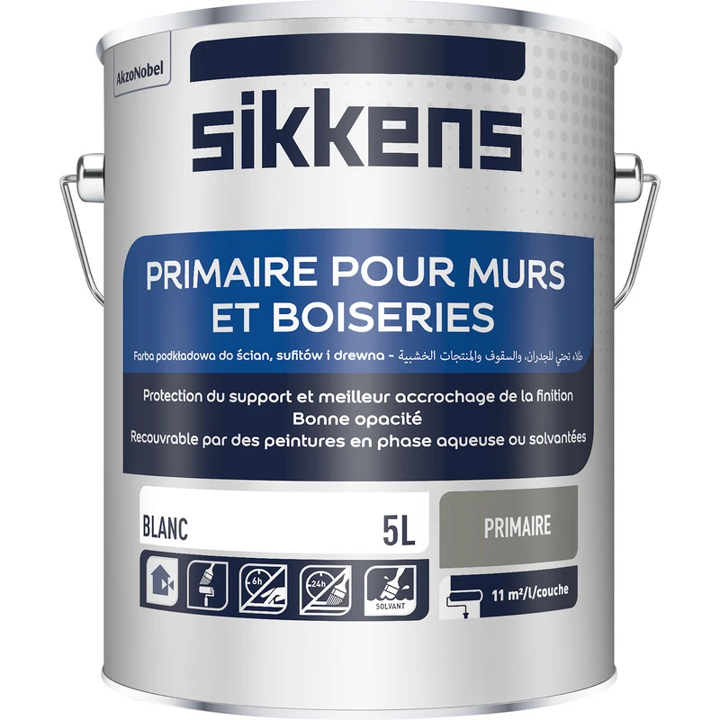 Primaire Murs & Boiseries Blanc Sikkens 5L 1 Primaire Murs & Boiseries Blanc Sikkens 5L