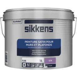 Peinture Intérieure Murs & Plafonds Blanc Satin Sikkens 10L *Exclu Magasin*