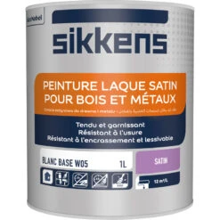 Peinture Laque Satin Bois & Métaux Blanc Sikkens 1L