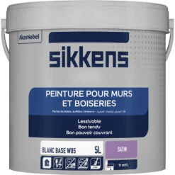 Peinture Satin Murs & Boiseries Blanc Sikkens 5L