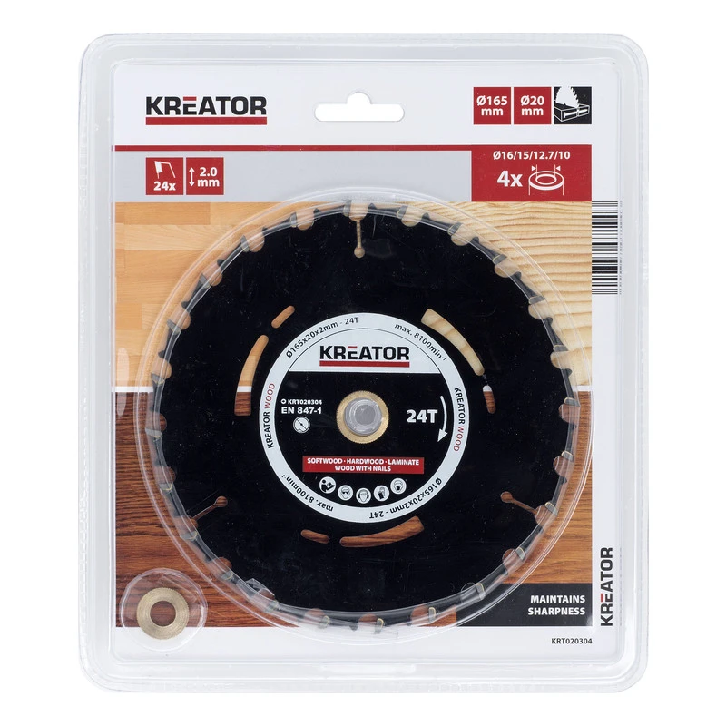 Kreator Lame De Scie HM 165x20mm 24T 2 Kreator Lame De Scie HM 165x20mm 24T – Image 2