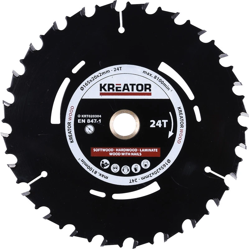 Kreator Lame De Scie HM 165x20mm 24T 1 Kreator Lame De Scie HM 165x20mm 24T