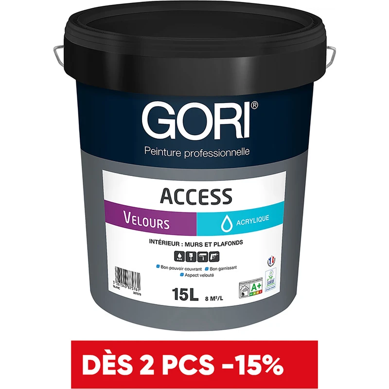 Peinture Intérieure GoriAccess Blanc Velours - Chantier 15L *Exclu Magasin* 1 Peinture Intérieure GoriAccess Blanc Velours - Chantier 15L *Exclu Magasin*